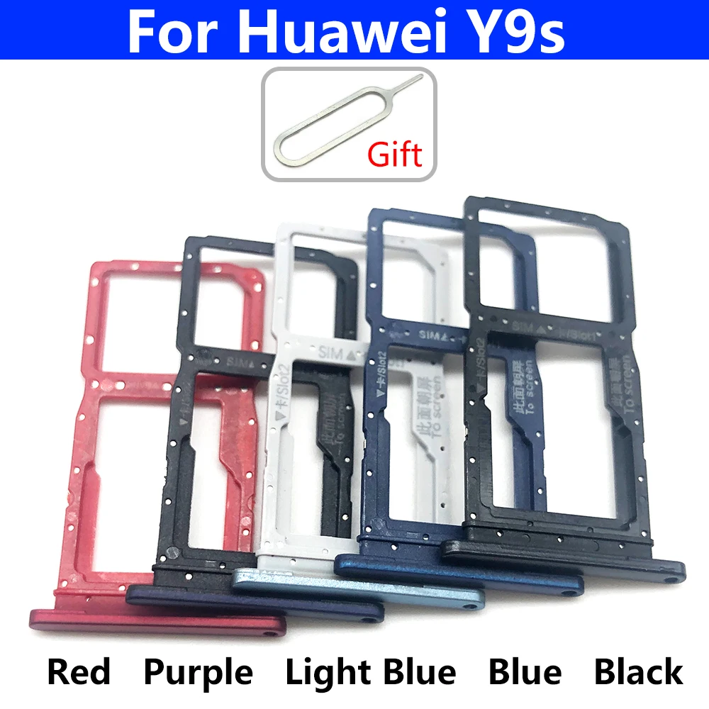 New SIM Card Tray chip slot drawer Holder Adapter Accessories For Huawei Y6S Y7A Y9S Mobile Phone Sim Card + Pin