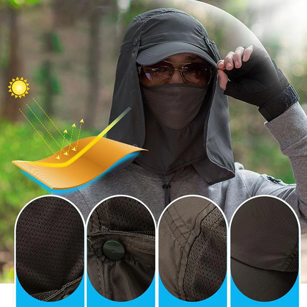 Unisex UV Outdoor Cycling Fishing Cap Face Neck Head Cover Visor Flap Hat Women Men Hiking Caps