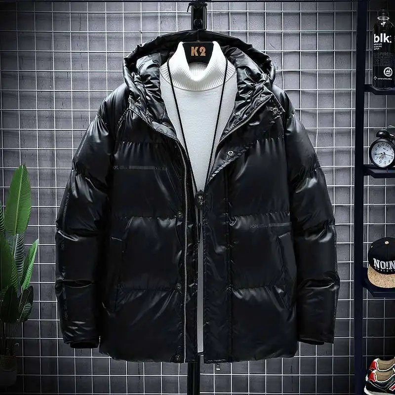 Brand Fashion Men Winter Jacket Korean Style Hooded Male Thick Cotton Coats Warm Outerwear Black Gray Khaki Size M-5XL