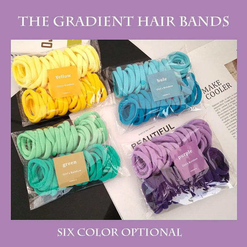 [Pack Of 50/30 ] Korean Girl Gradient Color Seamless Hair Rope Color Hair Ring High Stretch Towel Ring Candy Color Hair Rope