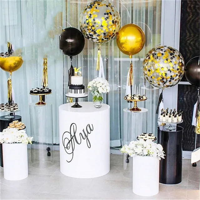 

3pcs/set)Silver mirror/mental cake dessert table pedestals plinths columns wedding decoration bridal birthday party yudao364