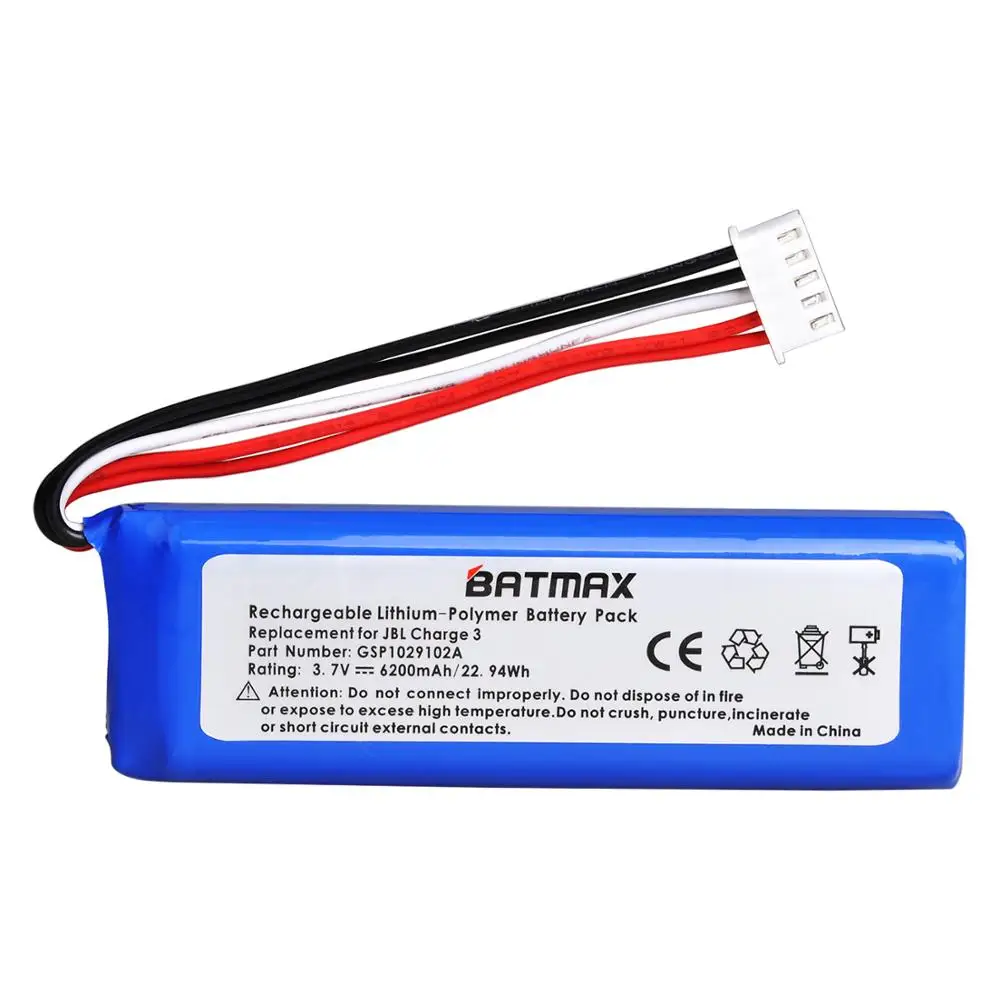 3.7V 6200mAh Battery Bateria GSP1029102A for JBL Charge 3