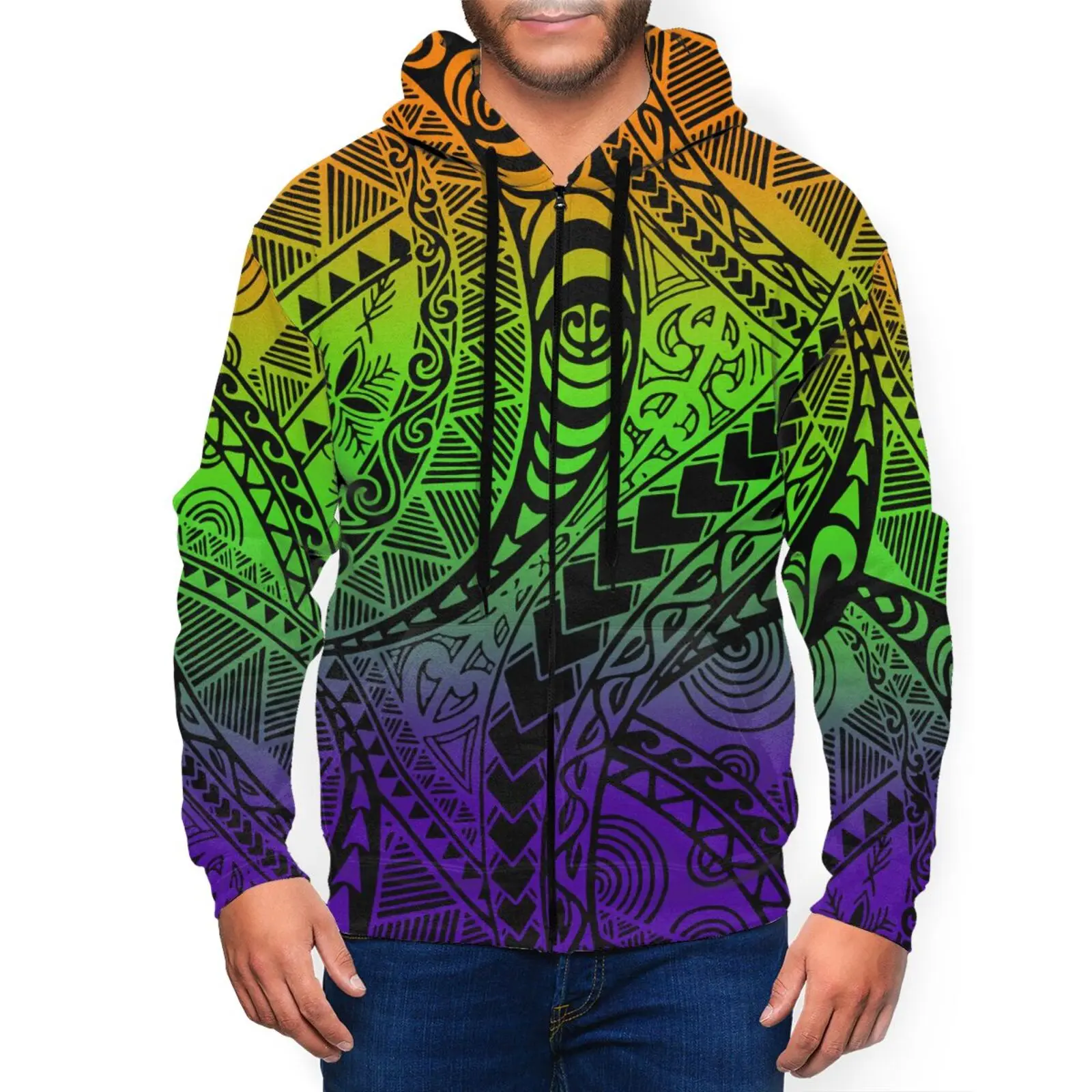 Polynesian Puletasi Thick Warm Mens Sweatsuits Autumn Winter Mens Warm Jackets Casual Pullover Hoodie  6XL OEM/ODM