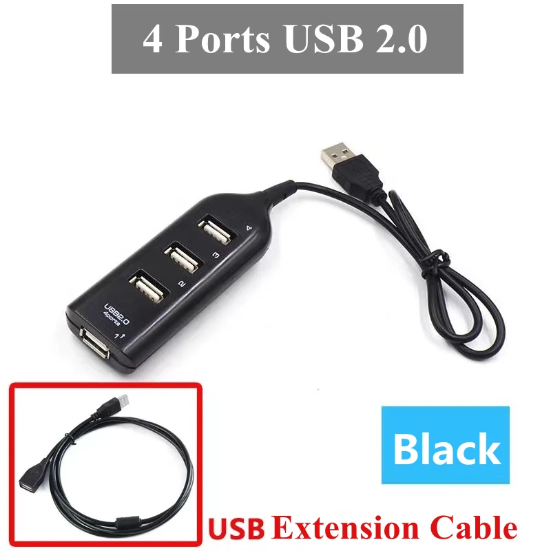 YelWong 4 Ports USB HUB 2.0  Mini Multi USB Splitter 4 in 1 Expander Multiple Port For PC Laptop Notebook Computer Windows Mac