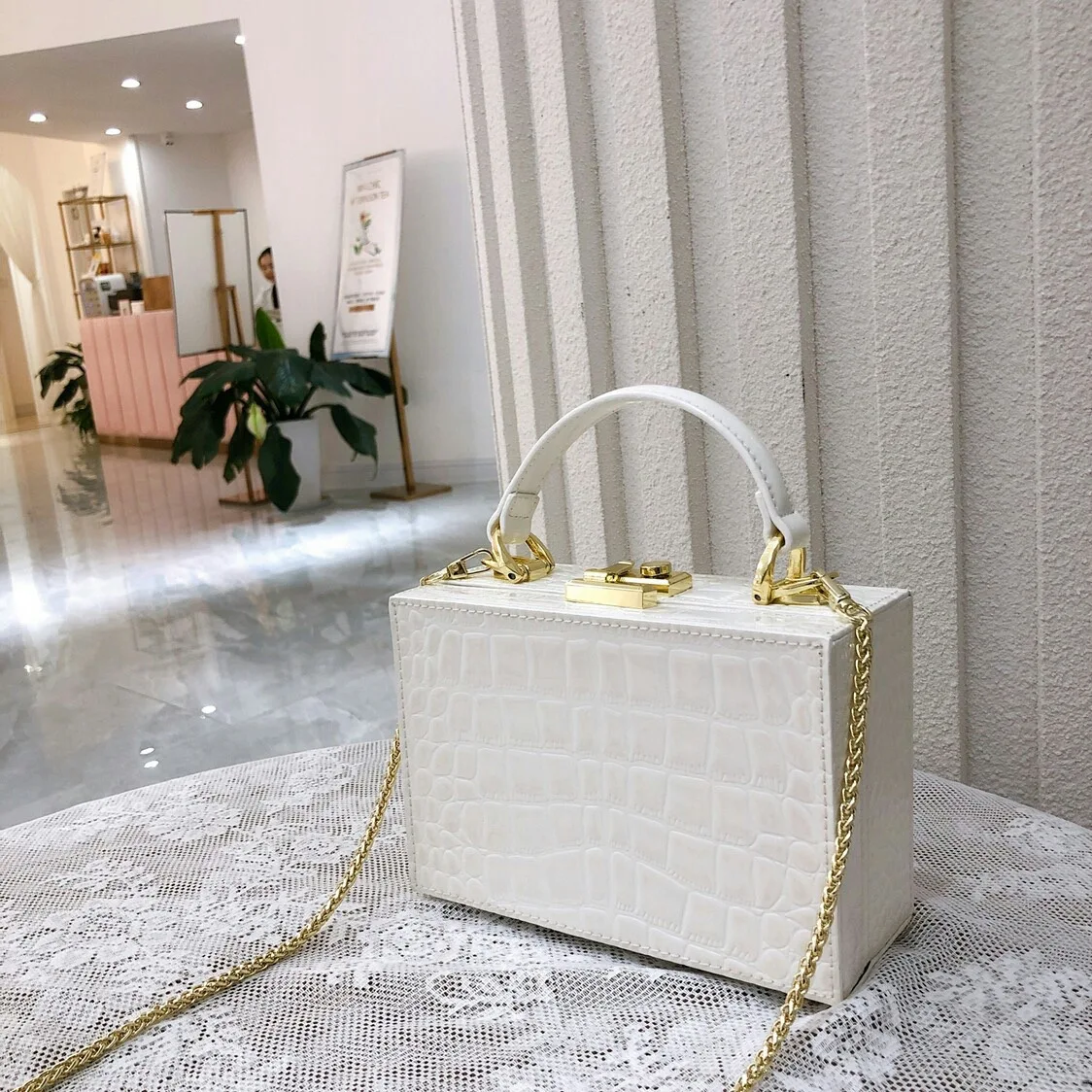 Crocodile Pattern pu Leather Lady Handbags Retro Rectangular Box Bags Design Women pouch Messenger crossbody Bags Small Tote Bag