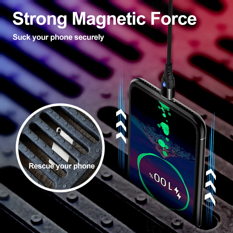 3A Quick Charge 3.0 Magnetic Cable For iPhone 11 Samsung Charger Fast Charging Micro USB Type C Magnet Phone Chargers Data Cord