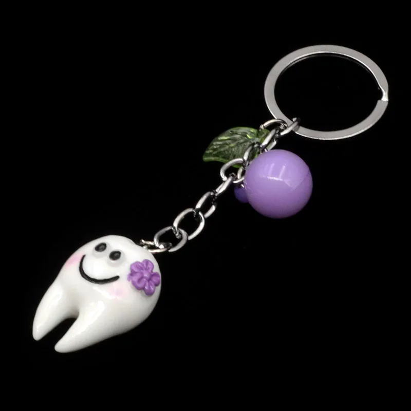 5pcs Dental Teeth Shape Model Simulation Tooth Key Chain Fashion Cartoon Lovely Pendant Teeth Key Chain as Dentist Gift