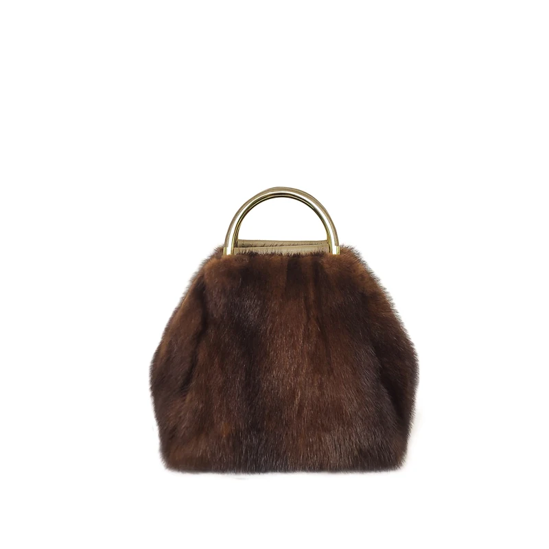 Vintage Winter ladies Fur Handbag Women Real Minik Fur Shoulder Bag Business Luxury Evening Party Bags