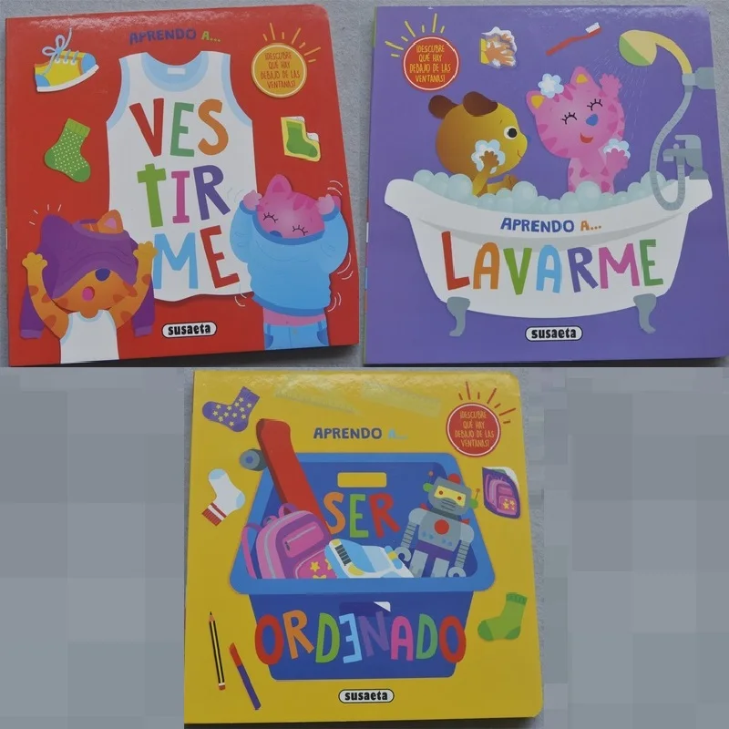 

Random 2 Books Child Kids Spanish Book Early Education Cute Picture Interesting Story Reading 3D Cardboard Book Age 0-5