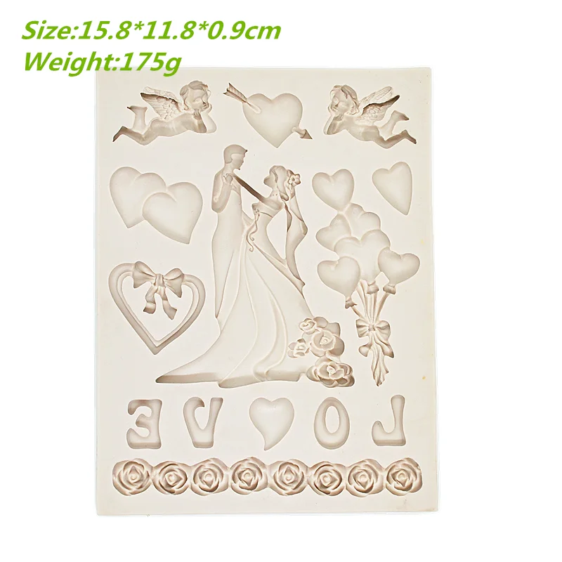 New Wedding Angel Love Flower Balloon Silicone Mold Chocolate Candy Fondant Cake Decorating Tool DIY Pastry Baking Moulds