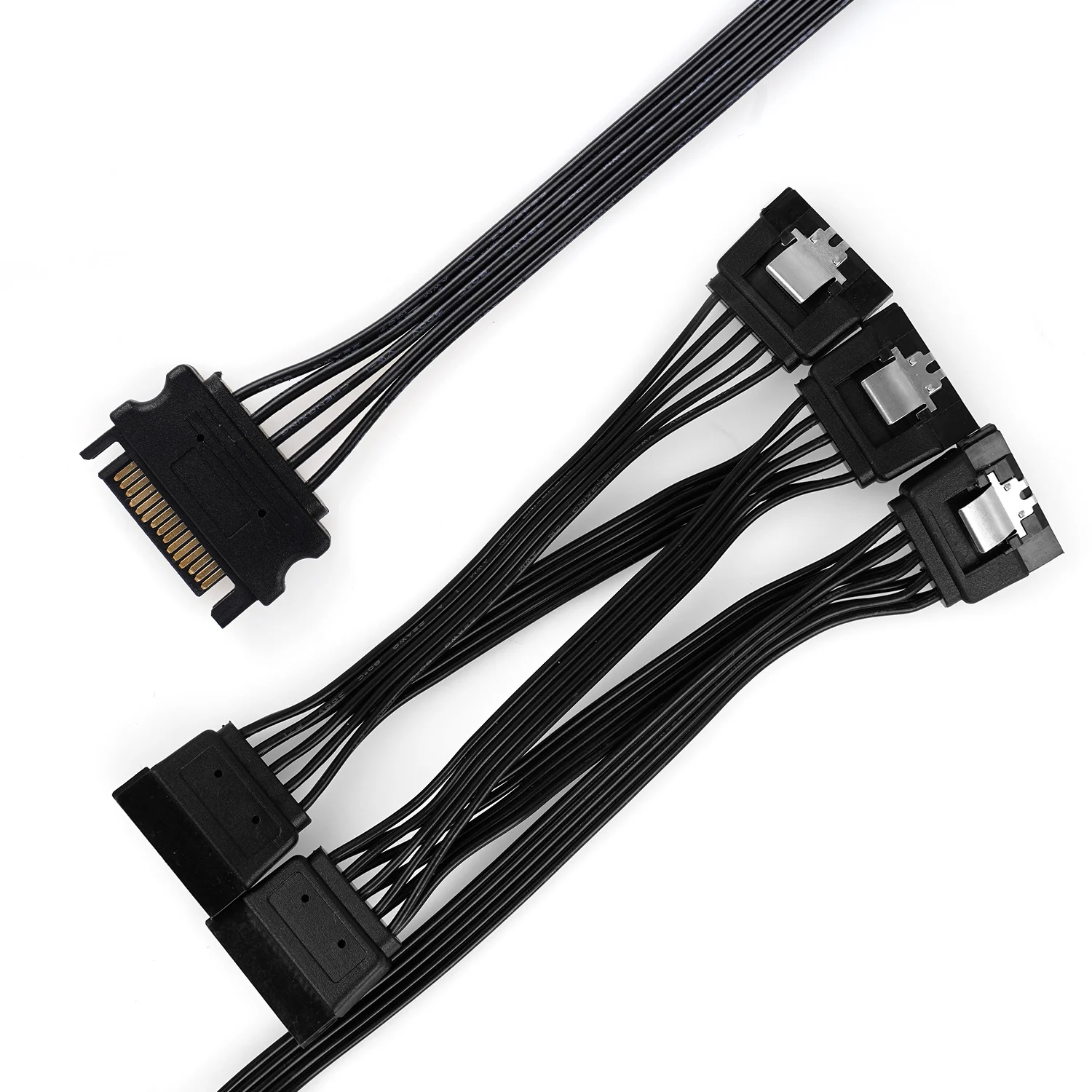 Lecolli Molex 4pin IDE 1 To 5 SATA 15Pin Hard Drive Power Supply Splitter Cable Cord For DIY PC Sever 4-Pin To 15-Pin Power