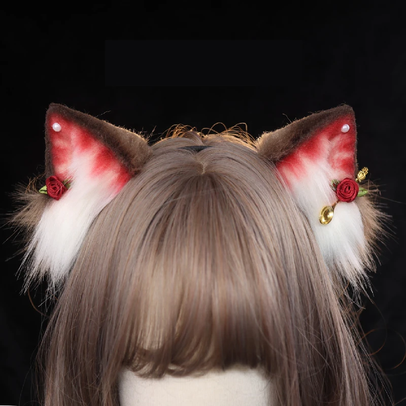 

MMGG New Chocolate Strawberry Cat Neko Ears Hairhoop Headwear Headband For Anime Lolita Cosplay Costume Accessories