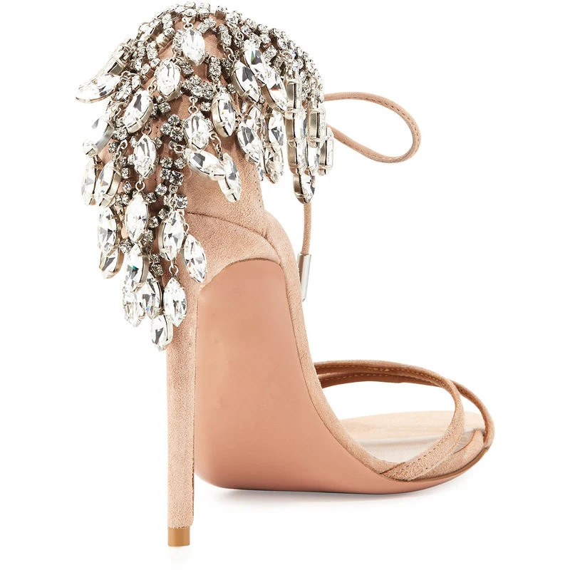 Summer Bling Diamond Cover High Heels Sandal Glitter Crystal Tassel Wedding Pumps cross Strap Gladiator open toe Lace-up Shoes