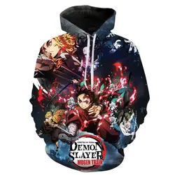 New Cartoon Anime Hoodies Demon Slayer Kimetsu No Yaiba 3D Print Men Long Sleeve Hoodie Streetwear Boy Girl Kids Sweatshirt