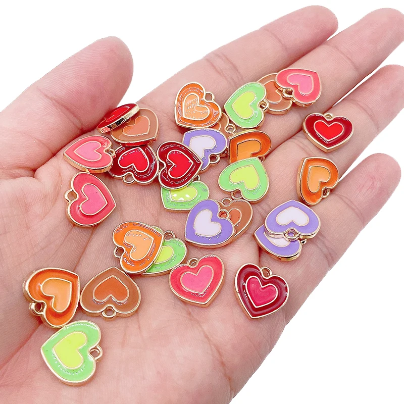 JQ Zinc Alloy Enamel Sweet Heart Necklace Pendant Designer Charms for Bracelet Jewelry Making Supplies DIY Jewelry Findings