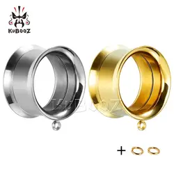 KUBOOZ Simple Design Stainless Steel Ear Piercing Tunnels Gagues Expanders Body Jewelry Earring Plugs Stretchers For Unisex 2PCS