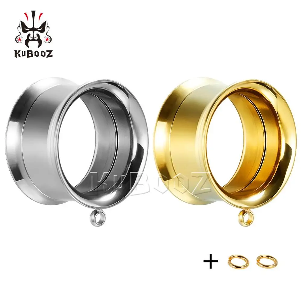 KUBOOZ prosta konstrukcja ze stali nierdzewnej do przekłuwania uszu tunele Gagues biżuteria do ciała kolczyki zatyczki do noszy dla Unisex 2 szt