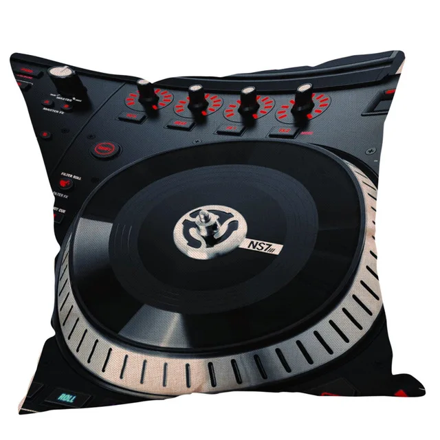 Unique DJ MUSIC Polyester Cushion Cover Home Bedroom Hotel Bed Car Seat Decorative Pillow Case Soft and Comfortable 45x45cm   ..