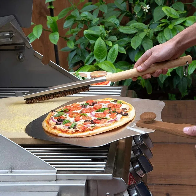 

C2 NEW Folding Aluminum Pizza Peel 16 14 Inch Wood Paddle Handle Shovel Cook Kitchen Oven Accessories Kit Portable BBQ Bake Tool