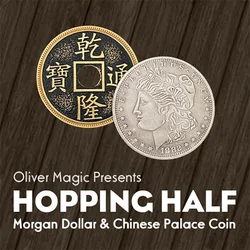 Hopping Half (Morgan Dollar and Chinese Palace Coin) Magic Tricks Close Up Illusions Gimmicks Mentalism Props Coin Vanish Magia