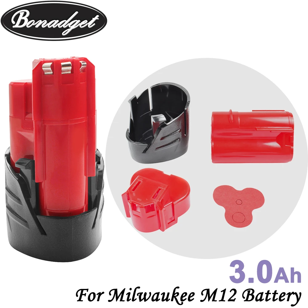 Batería recargable para herramientas inalámbricas Milwaukee M12 XC, 12V, 3,0 AH/6,0 Ah, 48-11-2402, 48-11-2411, 48-11-2401, 48-11-2412, MIL-12A-LI