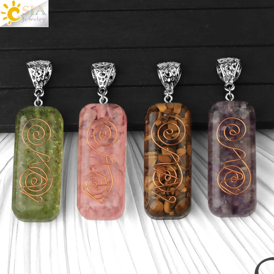 CSJA 7, чакра, натуральный камень, кулон, прямоугольная смола, спираль, медная проволока, оргонит, энергетические подвески, ожерелья, ювелирные изделия для йоги G602 CSJA 7, чакра, натуральный камень, кулон, прямоугольная смола, спираль, медная проволока, оргонит, энергетические подвески, ожерелья, ювелирные изделия для йоги G602