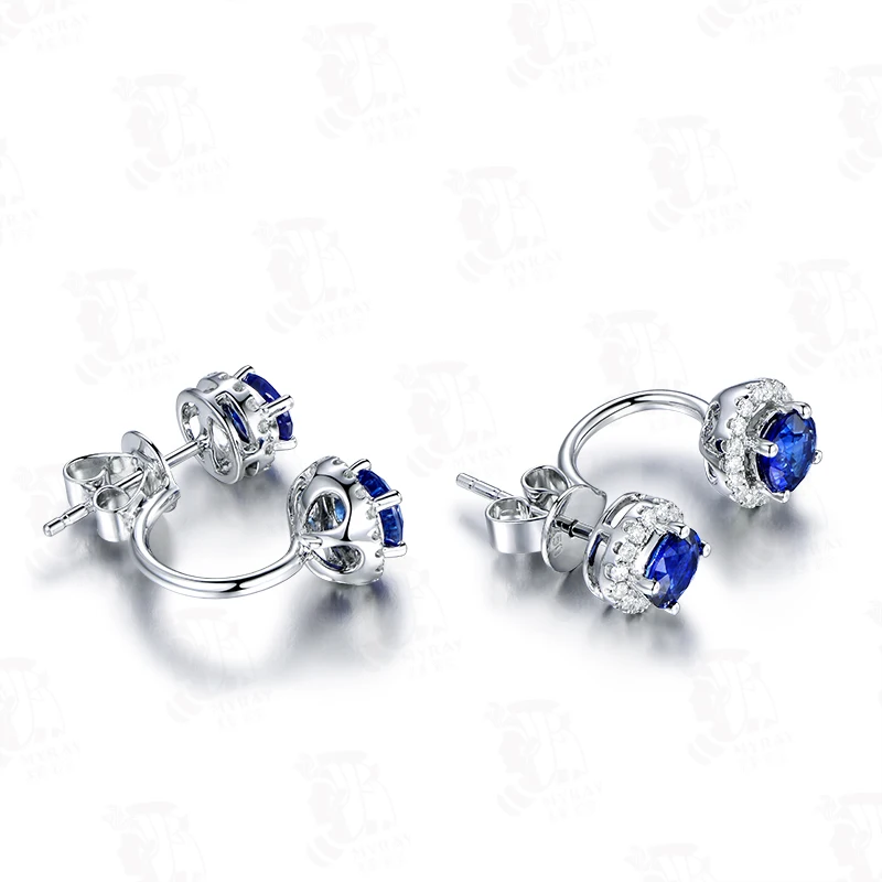 ML Natural sapphire 18K Pure Gold Earring Real AU 750 Solid Gold Earrings  Diamond  Trendy  Fine Jewelry Hot Sell New 2023