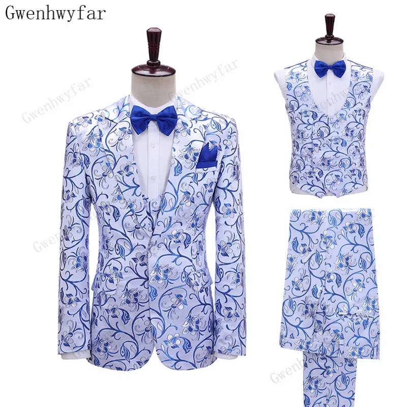 

Gwenhwyfar 2023 Fashion One Button Groomsmen Peaked Lapel Groom Tuxedos Men Suits 3 Pcs Wedding/Prom Best Blazer G1037