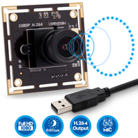 1080P Full HD IMX323 Low Illumination 0.01Lux CMOS H.264 AEC AEB AGC CCTV PCB Board USB Data Camera Module with Audio Microphone