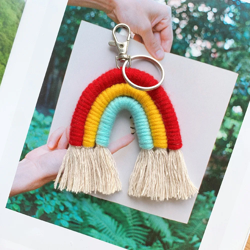 

DHLFree 45pcs Weaving Rainbow Key chains key Holder Boho Handmade Keyring Macrame Bag Charm Car Hanging Jewelry Gifts