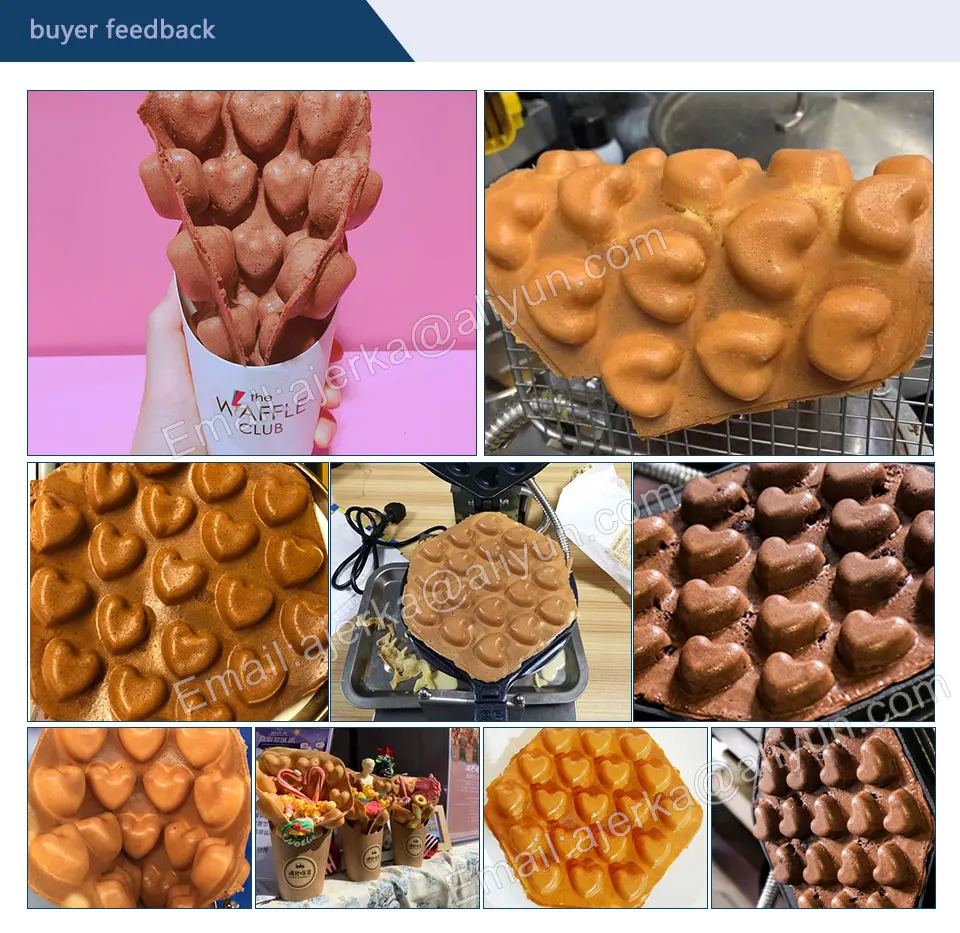 ERKA directly factory price  electric 110V 220V Non-stick bubble egg waffle machine of heart style puff cake oven