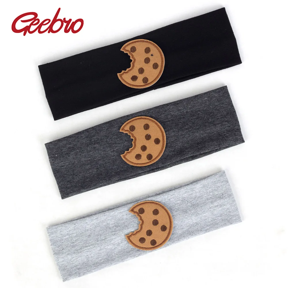 Geebro Baby Cookies Applique Accessories Cute Cotton Headband Girls Kid Hairband Children Flat Casual Headwear Hair Accessory