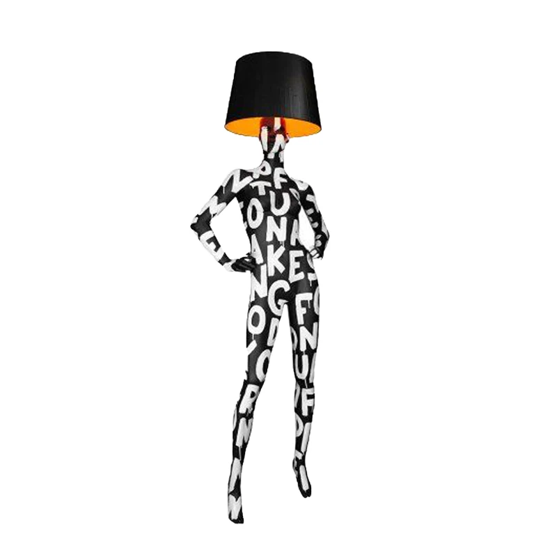 Fashion Creative Color Painted Mannequin Floor Table Lamp FRP Personality Sculptured Ornaments