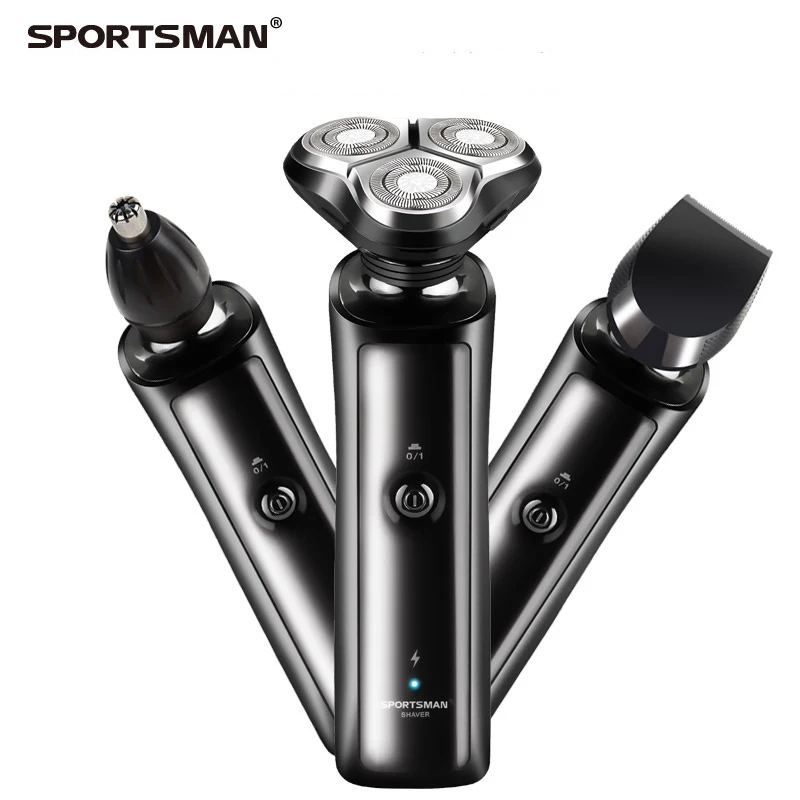 

SPORTSMAN 3 In 1 Electric Shaver Razor For Men Shaving Machine 4D Smart Male Rechargeable Three-Head Nasal Hair Trimmer Kit
