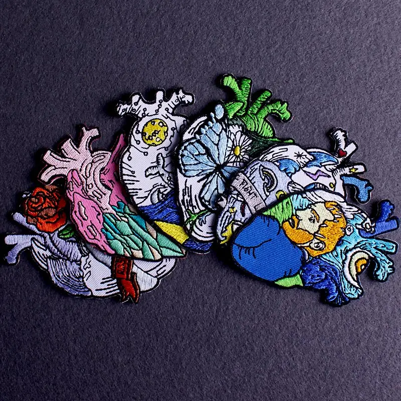 Fai da te cuore/ricamo Patch Van Gogh Patch ricamate per abbigliamento ferro sulle toppe sui vestiti striscia Punk Patch Sticker personalizzato