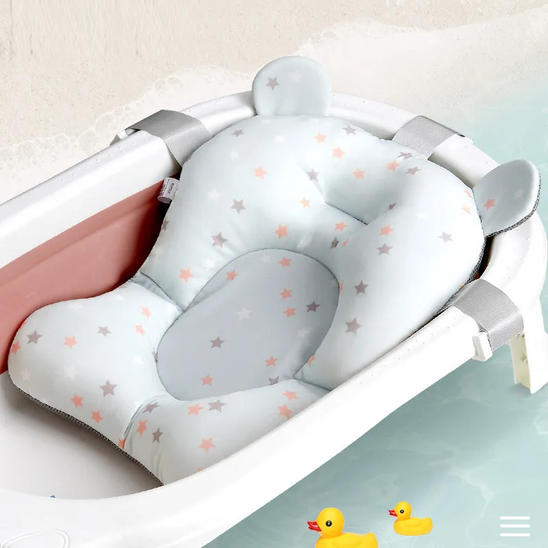 

Cartoon Portable Baby Shower Bath Tub Pad Non-Slip Bathtub Mat Newborn Safety Security Bath Support Cushion Foldable Soft Pillow
