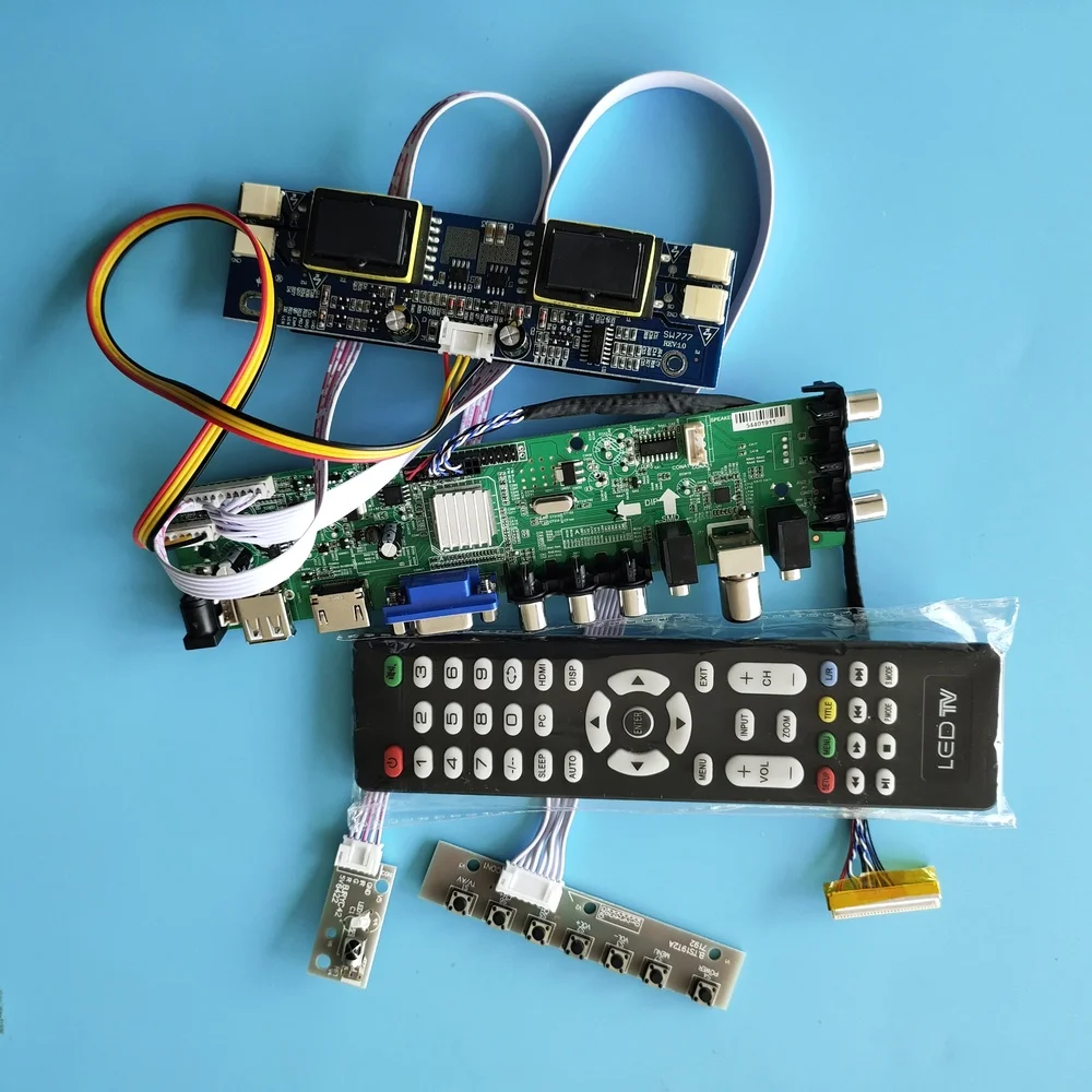 

Kit for M201EW02 V1/M201EW02 V9 30pin AV TV USB Digital LCD Panel HDMI VGA Controller board 4 CCFL remote DVB-T 1680X1050 20.1"