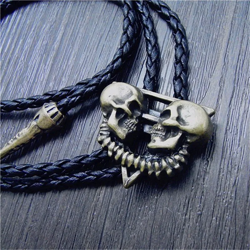 

Halloween skeleton Ghost head Goth punk dark style hot love male and female Bolo Tie