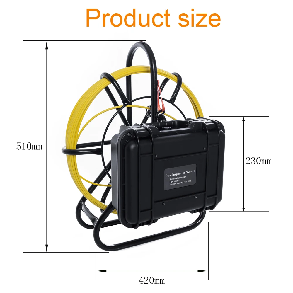 Kamera 9 inci 17MM HD1080P pipa inspeksi kamera 30M kamera selokan dengan DVR 16GB Drain Industrial endoskopi IP68 4500mA baterai