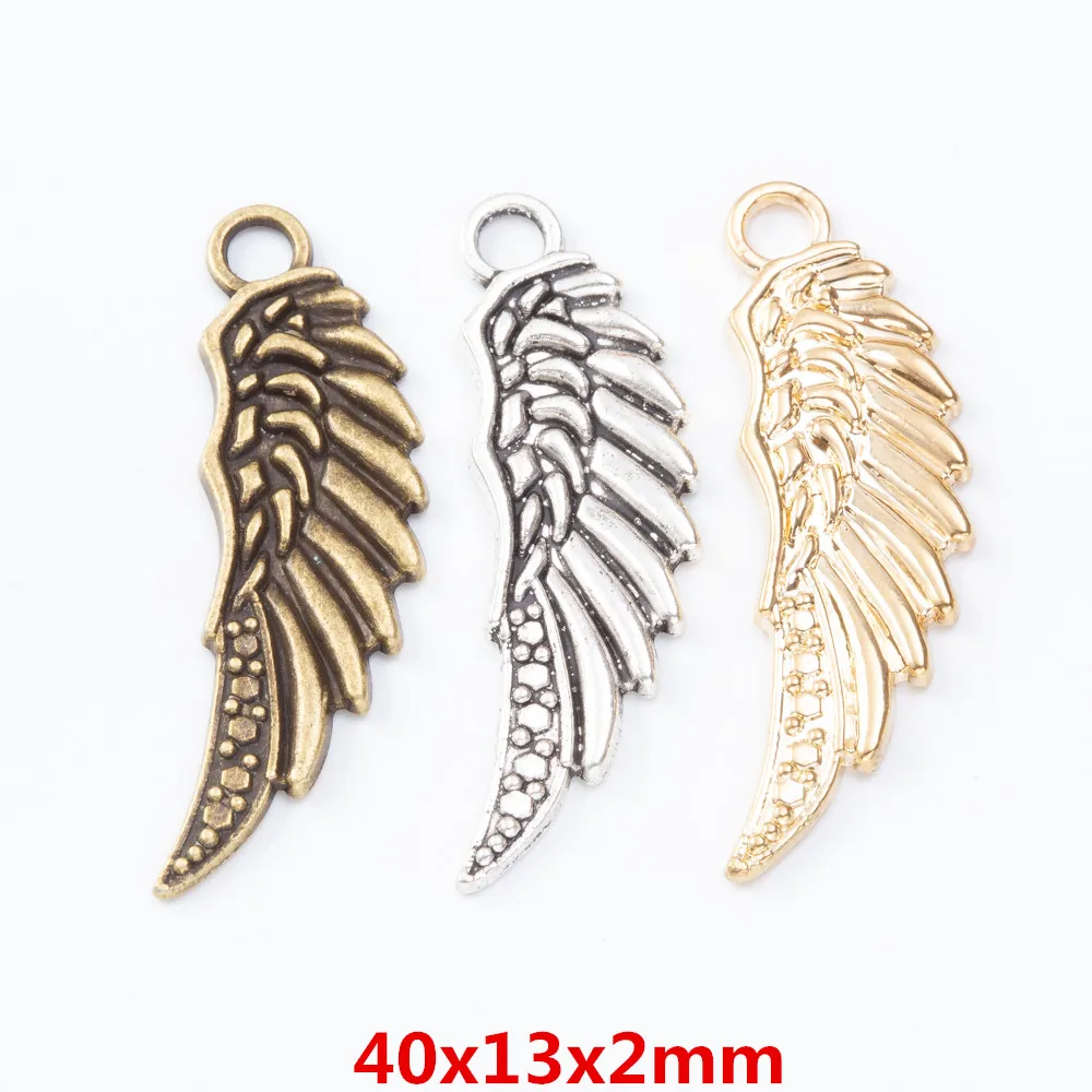 

25 pieces of retro metal zinc alloy wing pendant for DIY handmade jewelry necklace making 7318