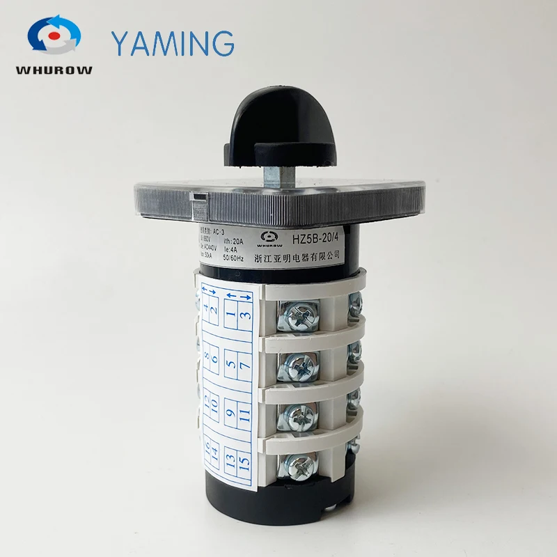 Yaming Electric control switch 4 knots 20A 0-6 position Universal changeover rotary cam switch interruptor HZ5B-20/4