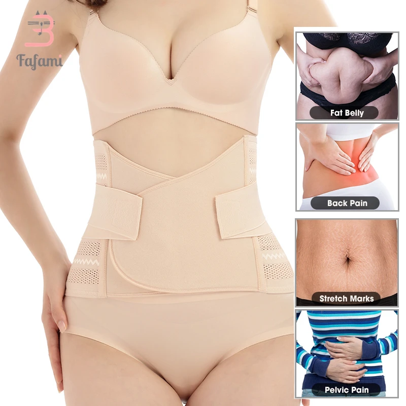 3 in1 Belly Abdomen Pelvis Postpartum Belt, Body Recovery Belly Band, Lost Weight Slimming Belt After Birth Waist Trainer Corset