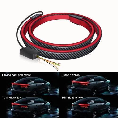 Imagen 2 del producto Alerón Universal para coche, tira de luces Led traseras, piezas exteriores, labio trasero de maletero, giro de freno con lámpara DRL para Audi Golf Toyota BMW