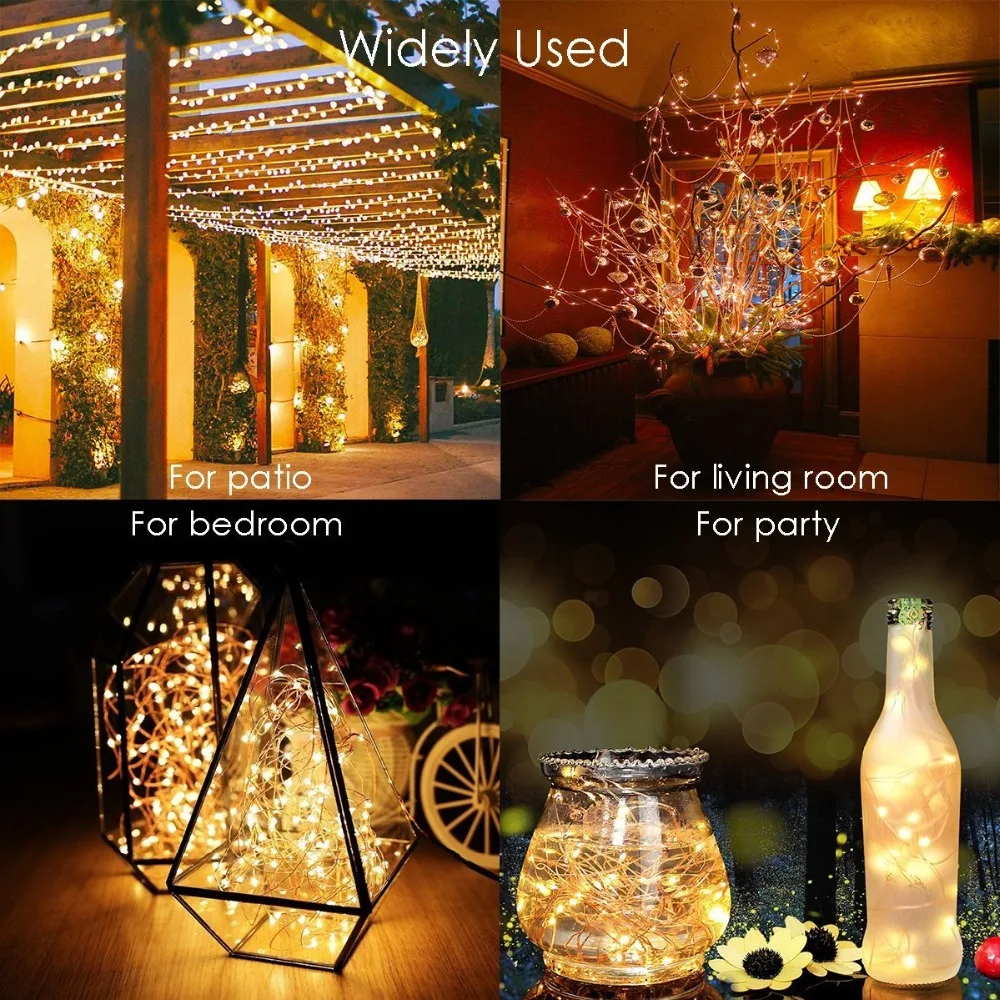 10m 20m LED DC12V Micro Rice Wire Copper Fairy String Lights Party Warm White/Blue/RGB+ 12V 2A/1A UK/EU/AU/US Power adapter