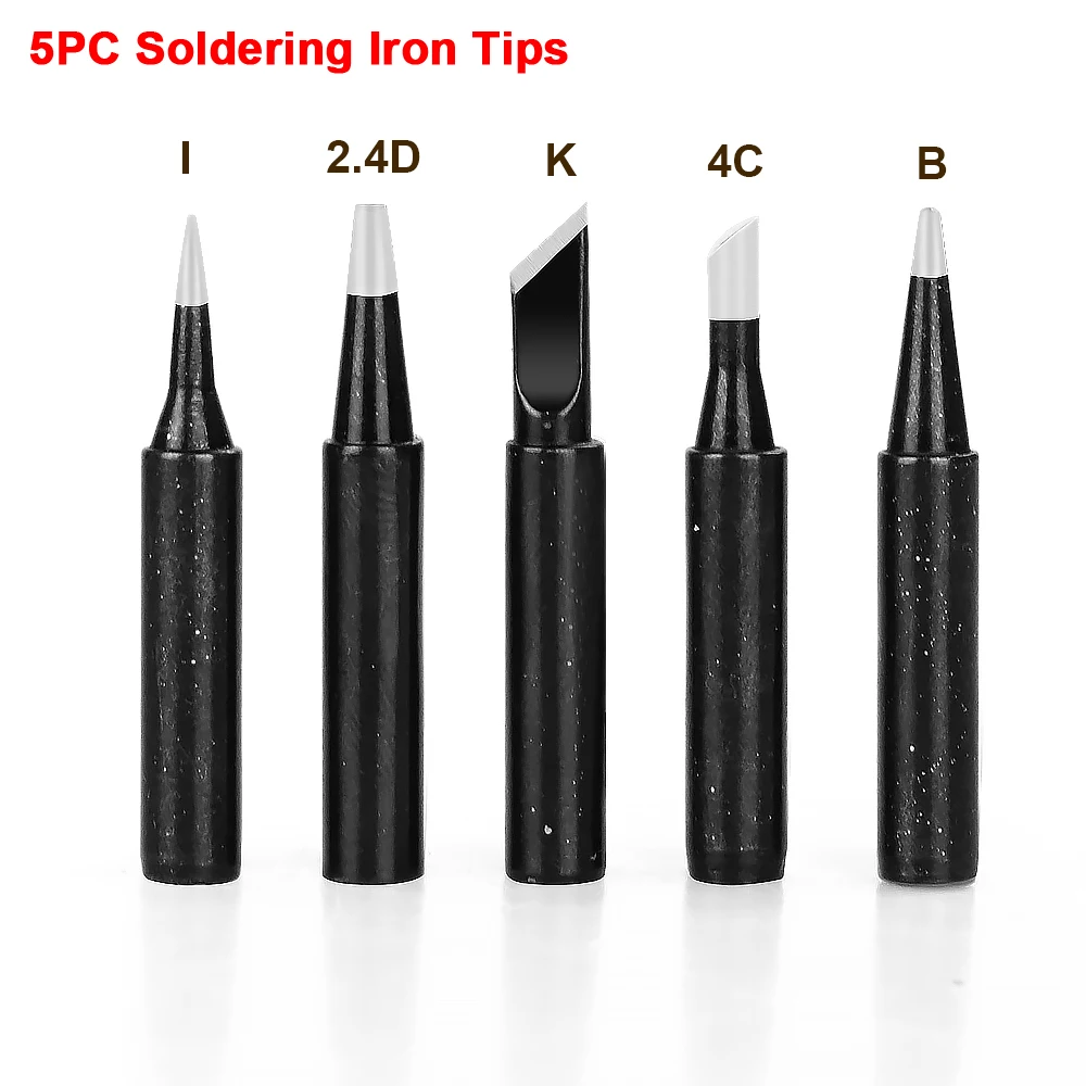 NEWACALOX 5Pcs 900M-T Soldering Iron Tips Lead-free Welding Tip I/2.4D/K/4C/B for YiHua 936 937 907 Soldering Rework Station