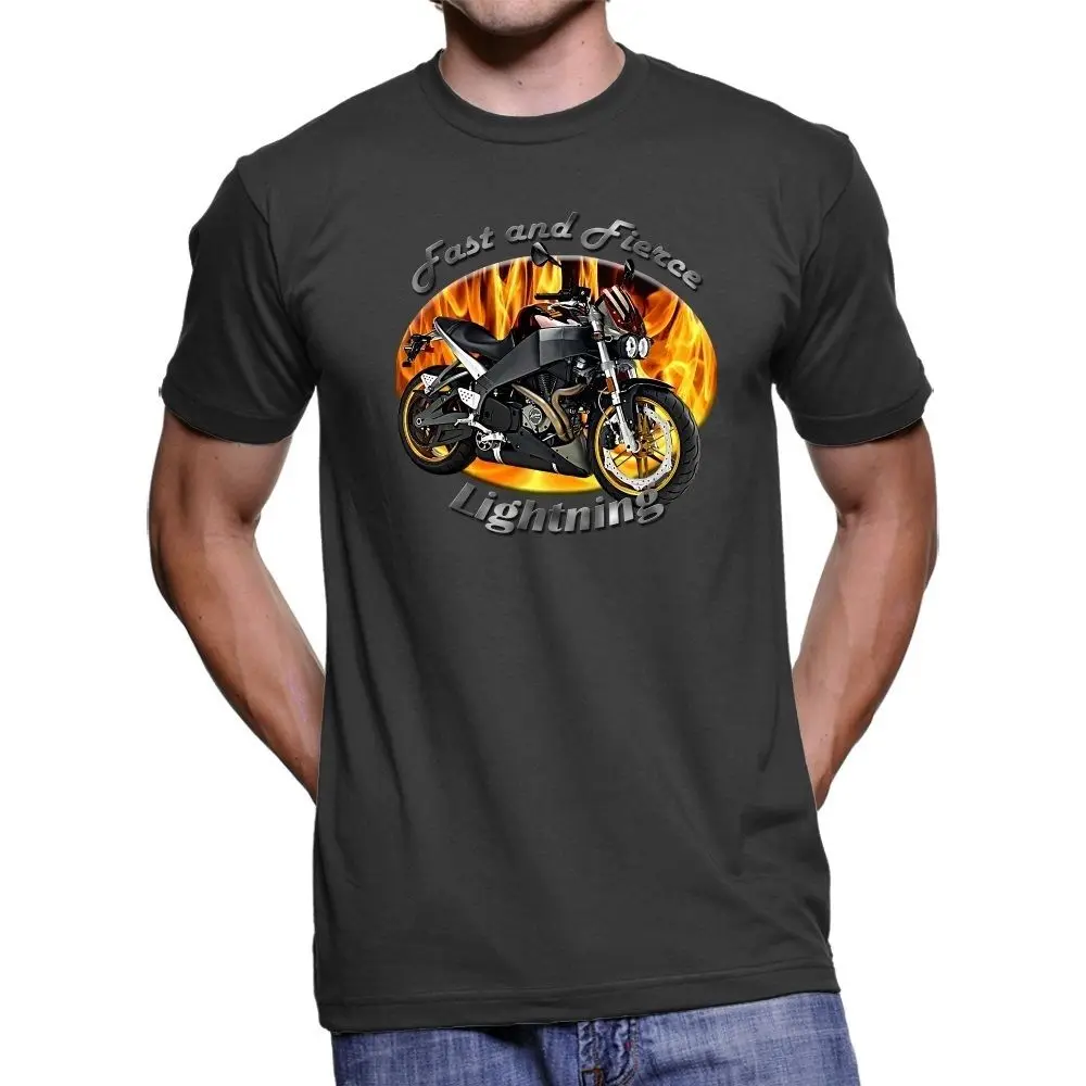 

New Summer Fashion Men Tee Shirt Buell Lightning Fast And Fierce Men`S Dark T-Shirt Custom Aldult Teen Unisex Digital Printing