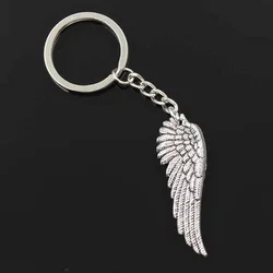 New Fashion Men 30mm Keychain DIY Metal Holder Chain Vintage Angel Wings 51x17mm Bronze Pendant Gift