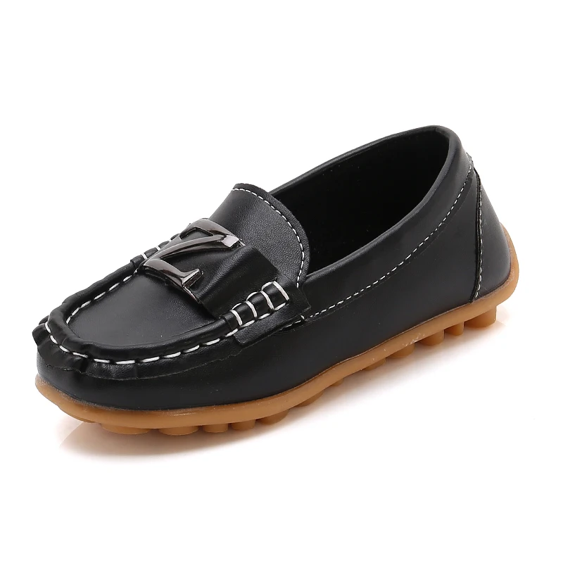 Baby Boys Leather Shoes Children Loafers Slip-on Soft Leather Kids Flats Fashion Letter Design Candy  For Toddlers Big Boys