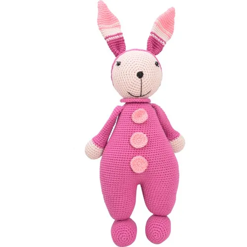 Amigurumi Organic Handmade Mesh Toy Cute Pink Rabbit 40 cm