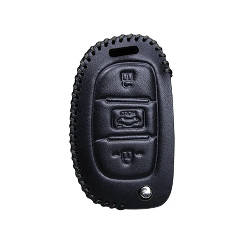 Leather Car Key Cover Case For Hyundai Solaris ix25 ix35 ix45 Santa Fe HB20 Verna Solaris Creta i10 i20 i30 Tucson 2019 2017